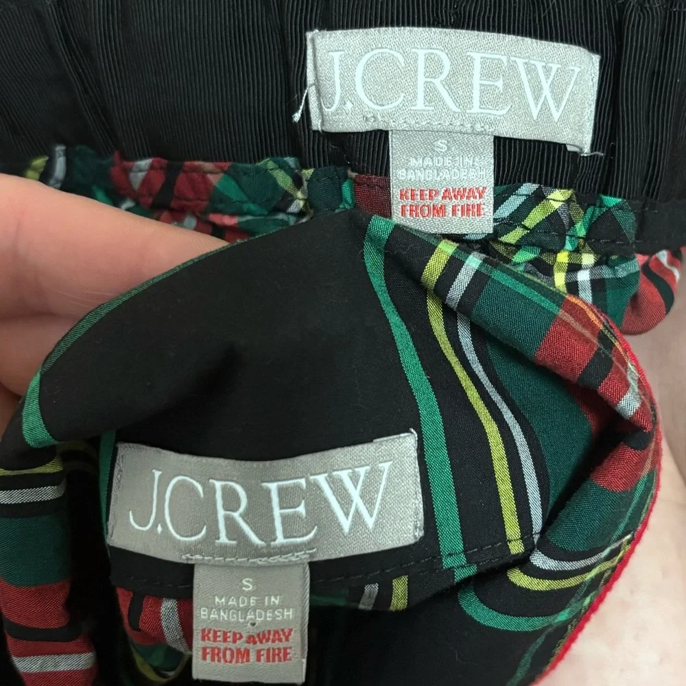 J. Crew Long-sleeve cotton poplin pajama set in black Stewart tartan